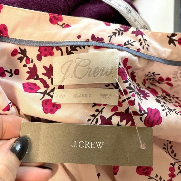 NWT J Crew Floral Puff Sleeve Button Up Shirt Classic Fit Preppy Pink size 20 - Picture 8 of 9